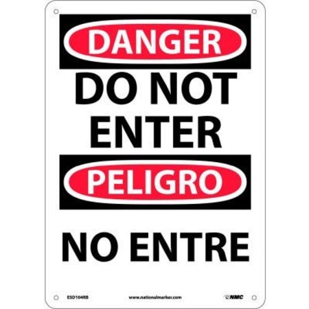 NATIONAL MARKER CO Bilingual Plastic Sign - Danger Do Not Enter ESD104RB